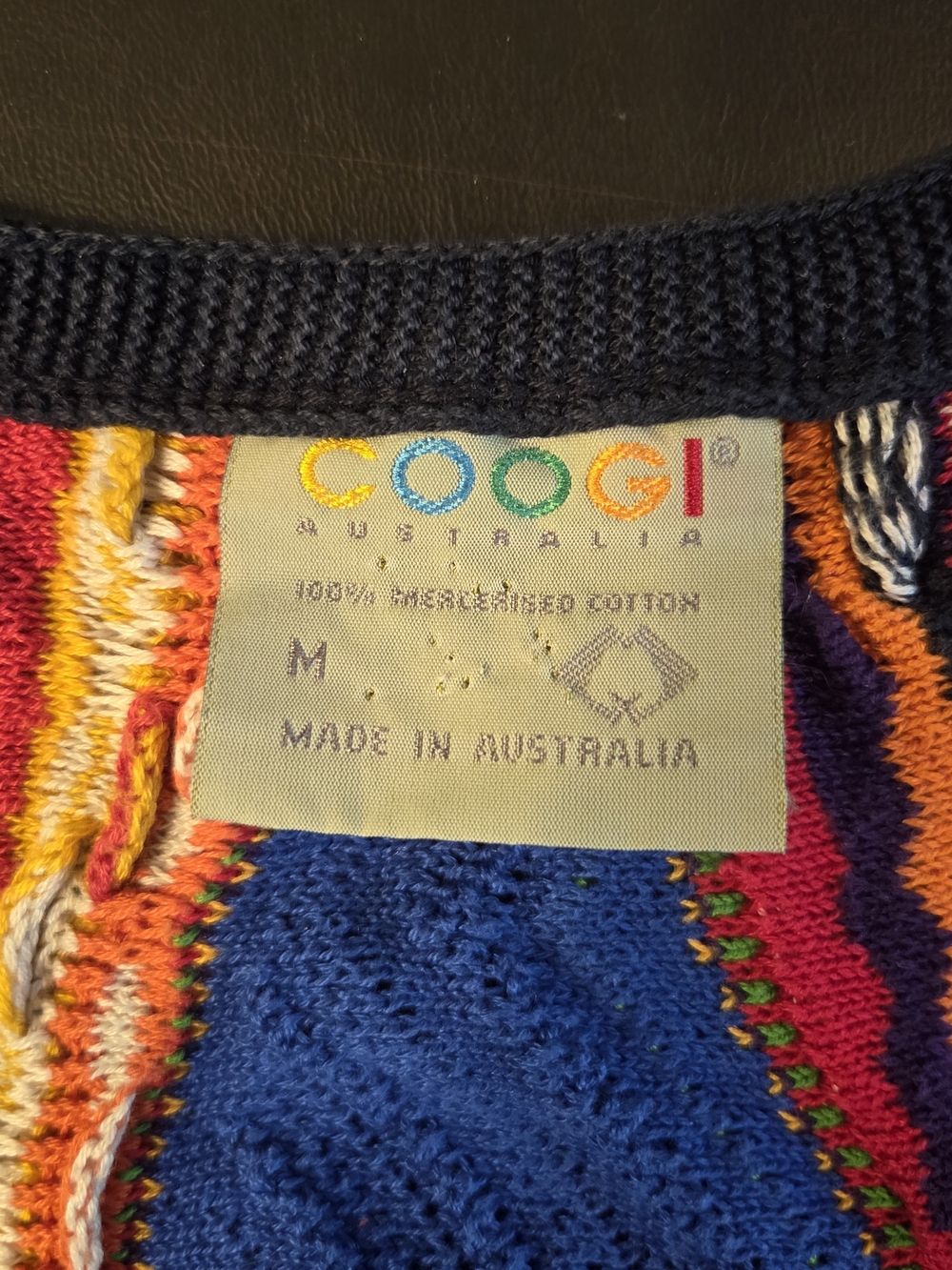 Vintage Coogi Australia Cardigan 100% Mercerised Cotton Multicolor Knit Size M - Picture 3 of 11